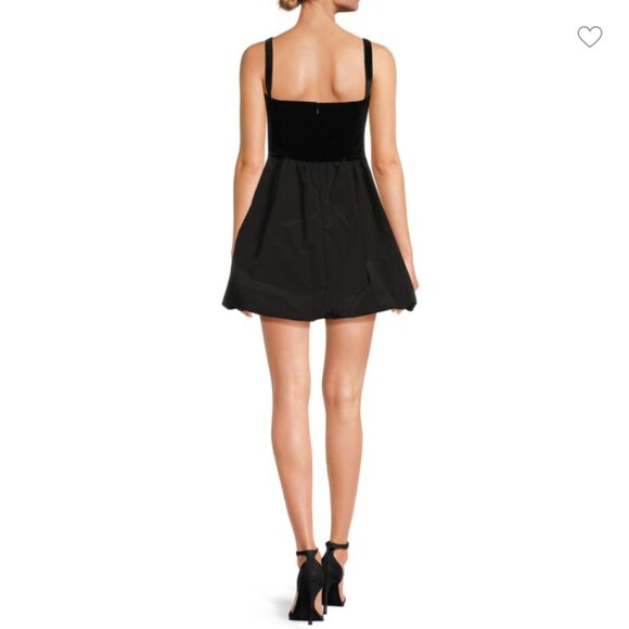 AMANDA UPRICHARD Christine Velvet & Puff Skirt Mini Dress, Black, NWT - Picture 2 of 10